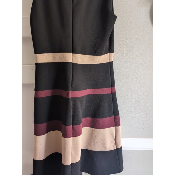 Nina Leonard Sleeveless Jewel Neck Black Color-block Dress S Striped Fit & Flare - Picture 8 of 10